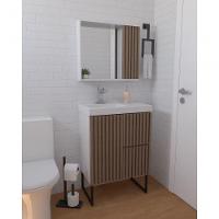 Gabinete Para Banheiro Com Pé Ferrara 80 Cm Branco/jequitiba - 2