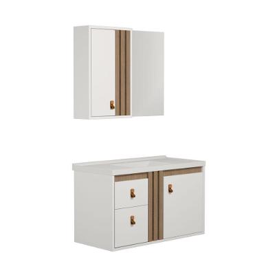 Gabinete Para Banheiro Olivia 80cm Suspenso Branco/jequitibá