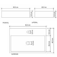 Cuba De Apoio Banheiro Esmeralda Pedra 60x40cm Branco Standard - 3