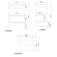 Gabinete Para Banheiro Iron Black Com Gaveteiro 60x45cm Preto Fosco - 3