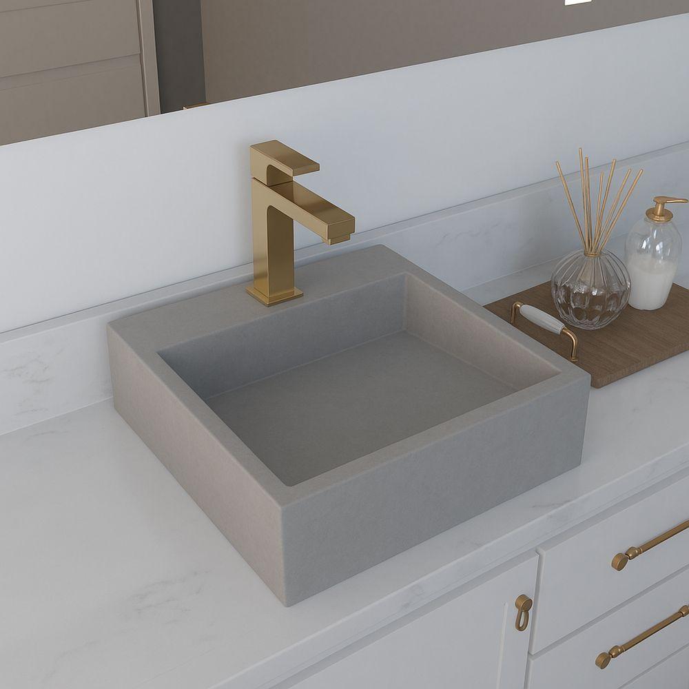 Cuba De Apoio Banheiro Jade Pedra 40x40cm Concreto - 2