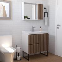 Espelheira Ripado 80 Cm Branco/jequitiba - 2