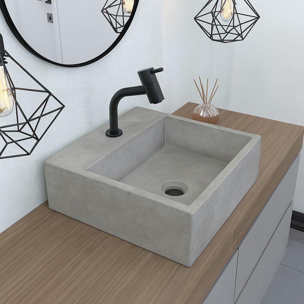 Cuba De Apoio Banheiro Onix Pedra 40x40cm Concreto - 2
