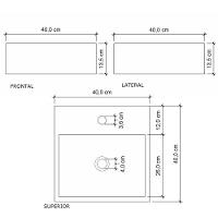 Cuba De Apoio Banheiro Onix Pedra 40x40cm Concreto - 3