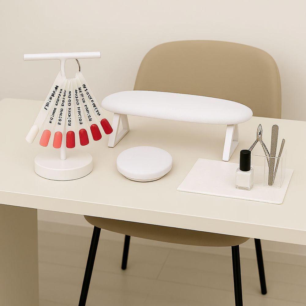 Kit De Apoio Para Mãos E Cotovelo + Expositor Para Manicure Branco - 2