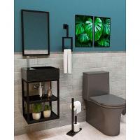 Gabinete Banheiro Ferro Steel 40x30cm Preto Fosco - 2