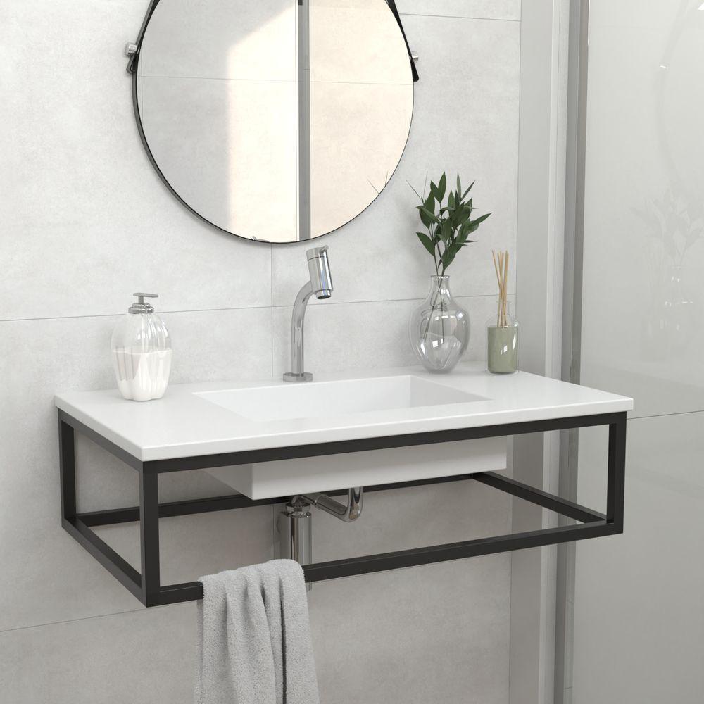 Bancada De Banheiro Suspensa New York 80x45cm Branco Standard - 2