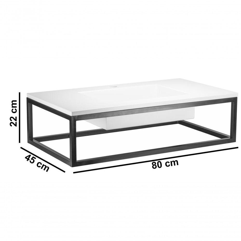 Bancada De Banheiro Suspensa New York 80x45cm Branco Standard - 3