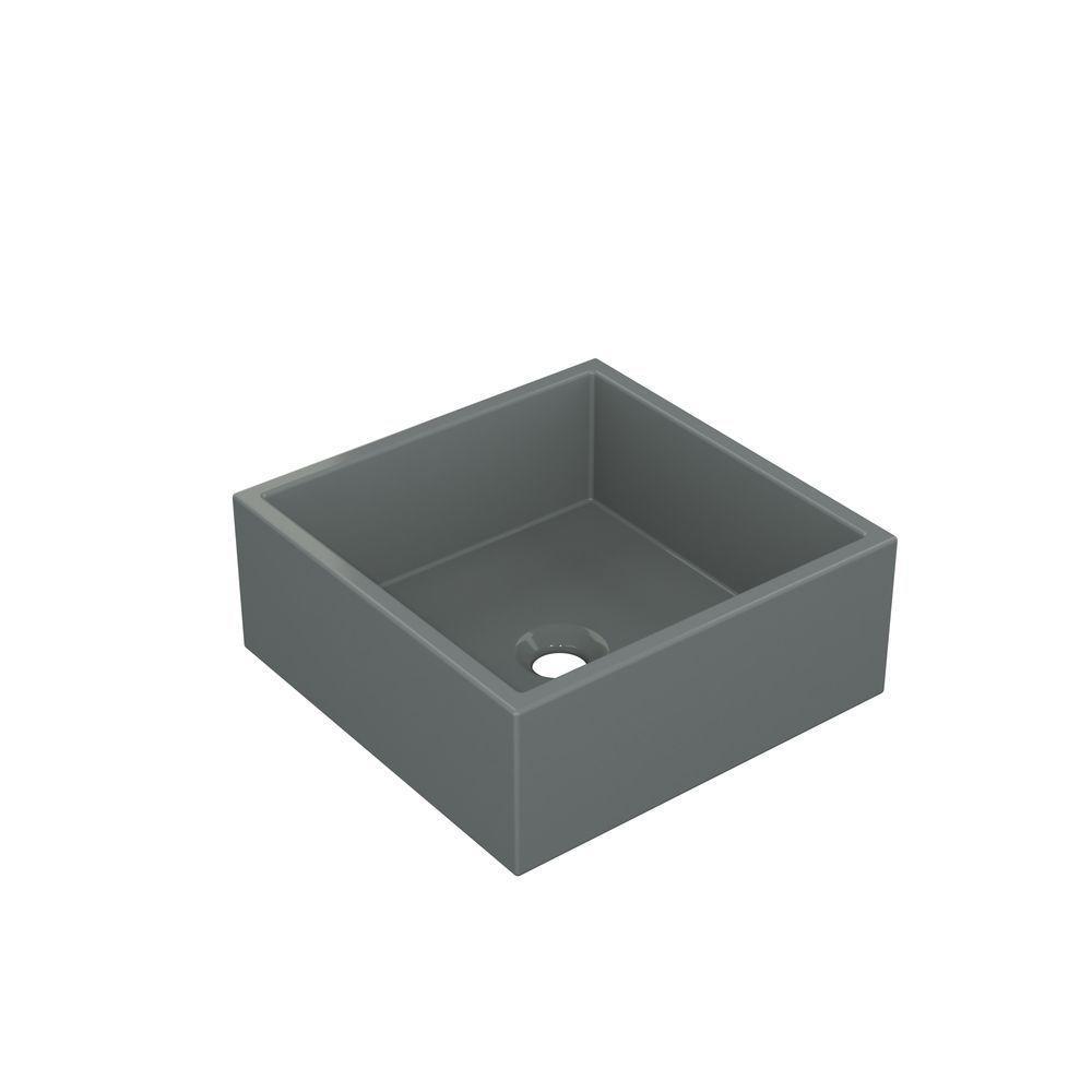 Cuba De Apoio Banheiro Pérola Pedra 30x30cm Chumbo Fosco - 1