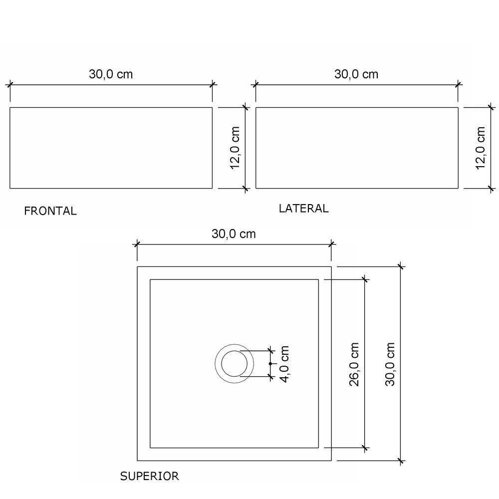 Cuba De Apoio Banheiro Pérola Pedra 30x30cm Chumbo Fosco - 3