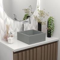 Cuba De Apoio Banheiro Pérola Pedra 30x30cm Chumbo Fosco - 2