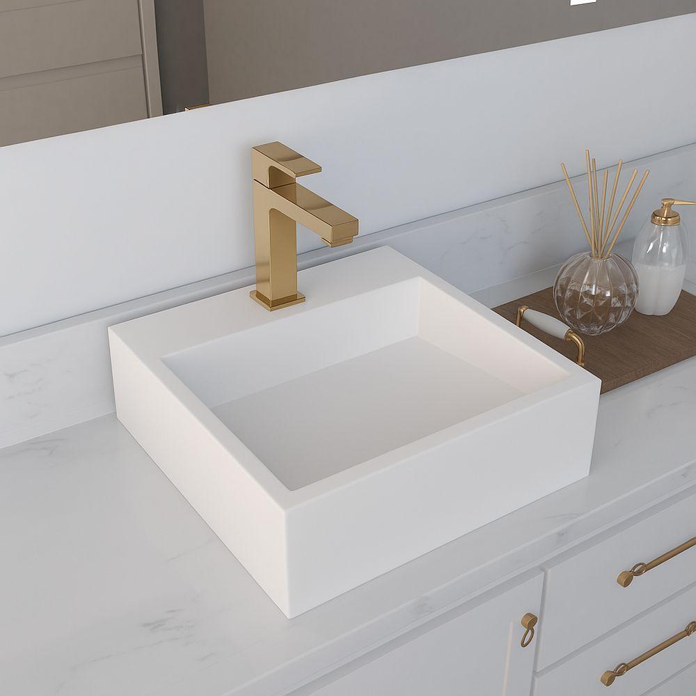 Cuba De Apoio Banheiro Jade Pedra 40x40cm Branco Standard - 2