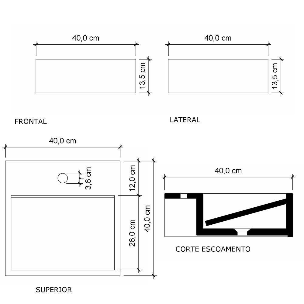 Cuba De Apoio Banheiro Jade Pedra 40x40cm Branco Standard - 3