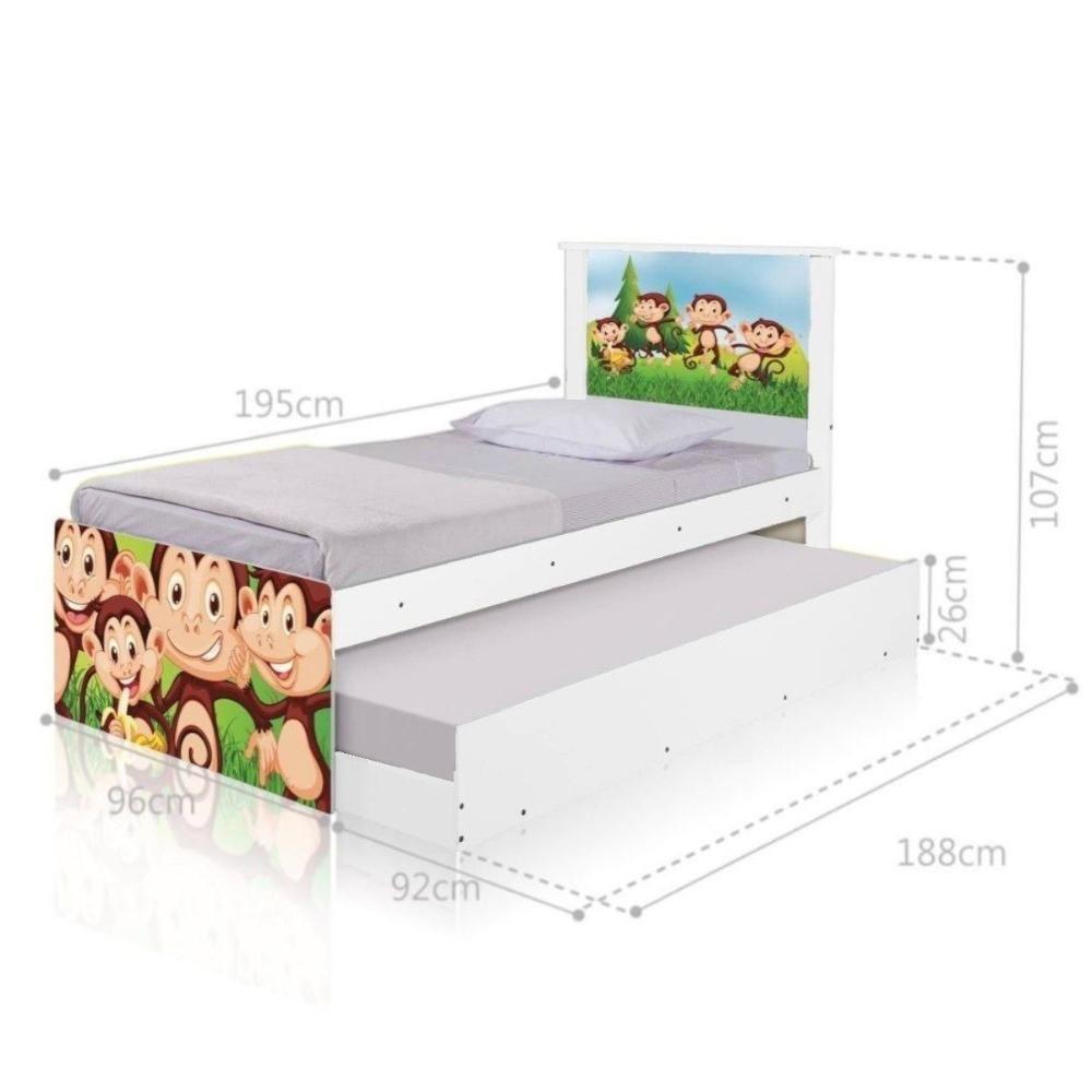 Bi Cama Juvenil Zap Com Cabeceira Safari Macaquinhos - 2