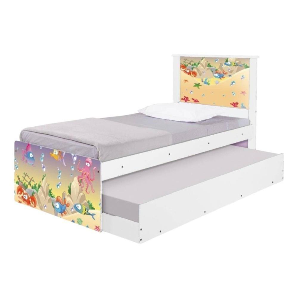 Bi Cama Juvenil Zap Com Cabeceira Fundo Do Mar Feliz - 6