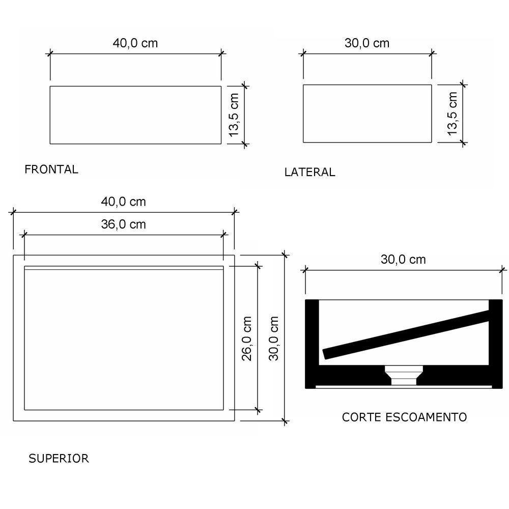 Cuba De Apoio Banheiro Quartzo Pedra 40x30cm Branco Standard - 3