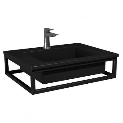 Bancada Suspensa Banheiro Ferro Iron Black 60x45cm Preto Fosco