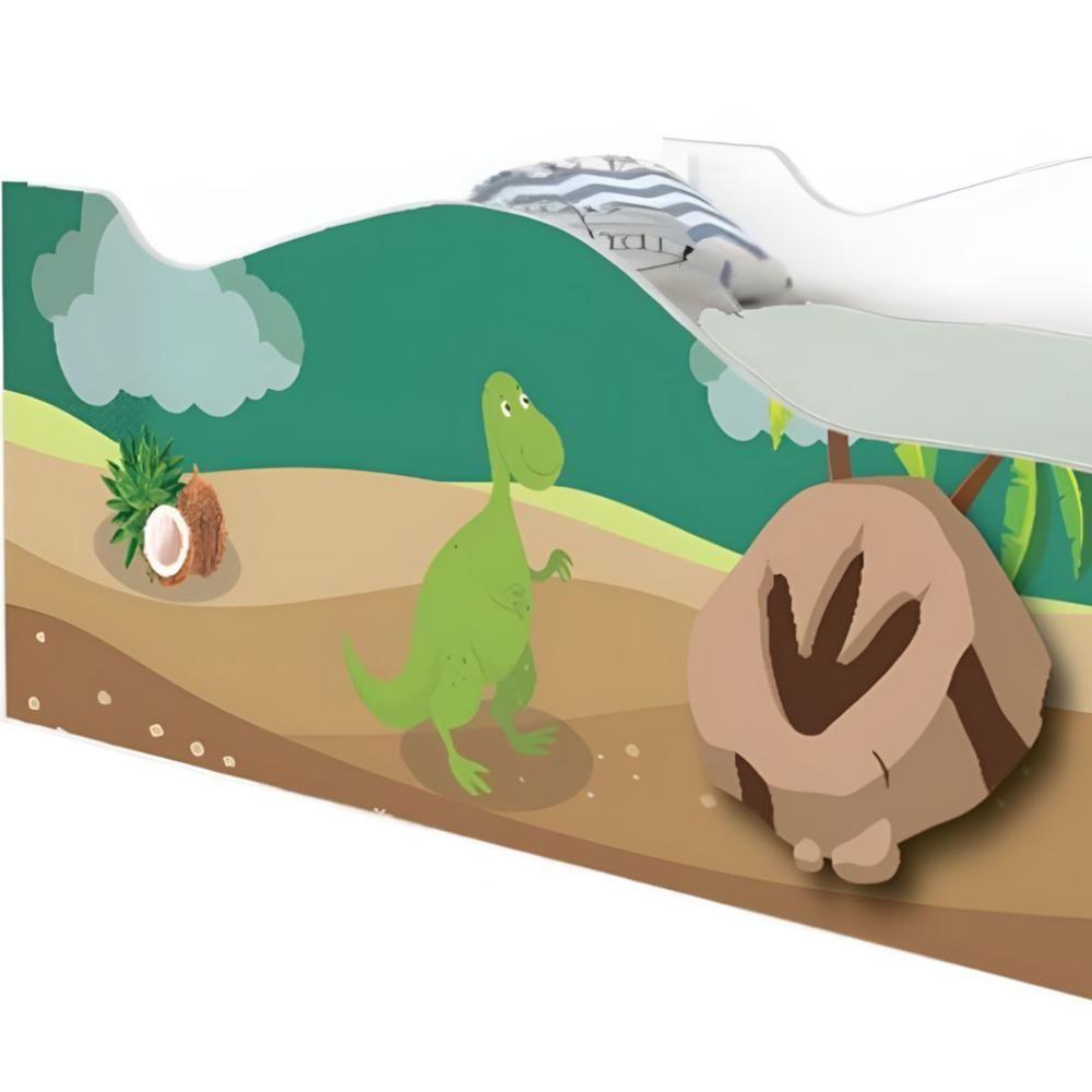 Cama Carro Solteiro Joy Dinossauros Solteiro Com Colchão - 4