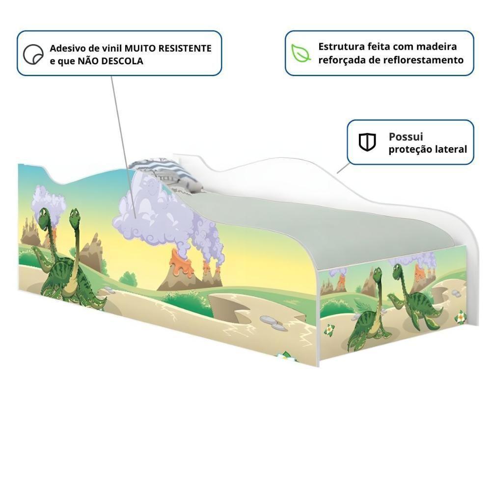 Cama Carro Solteiro Joy Dinossauro Irmãos Solteiro Com Colchão - 2