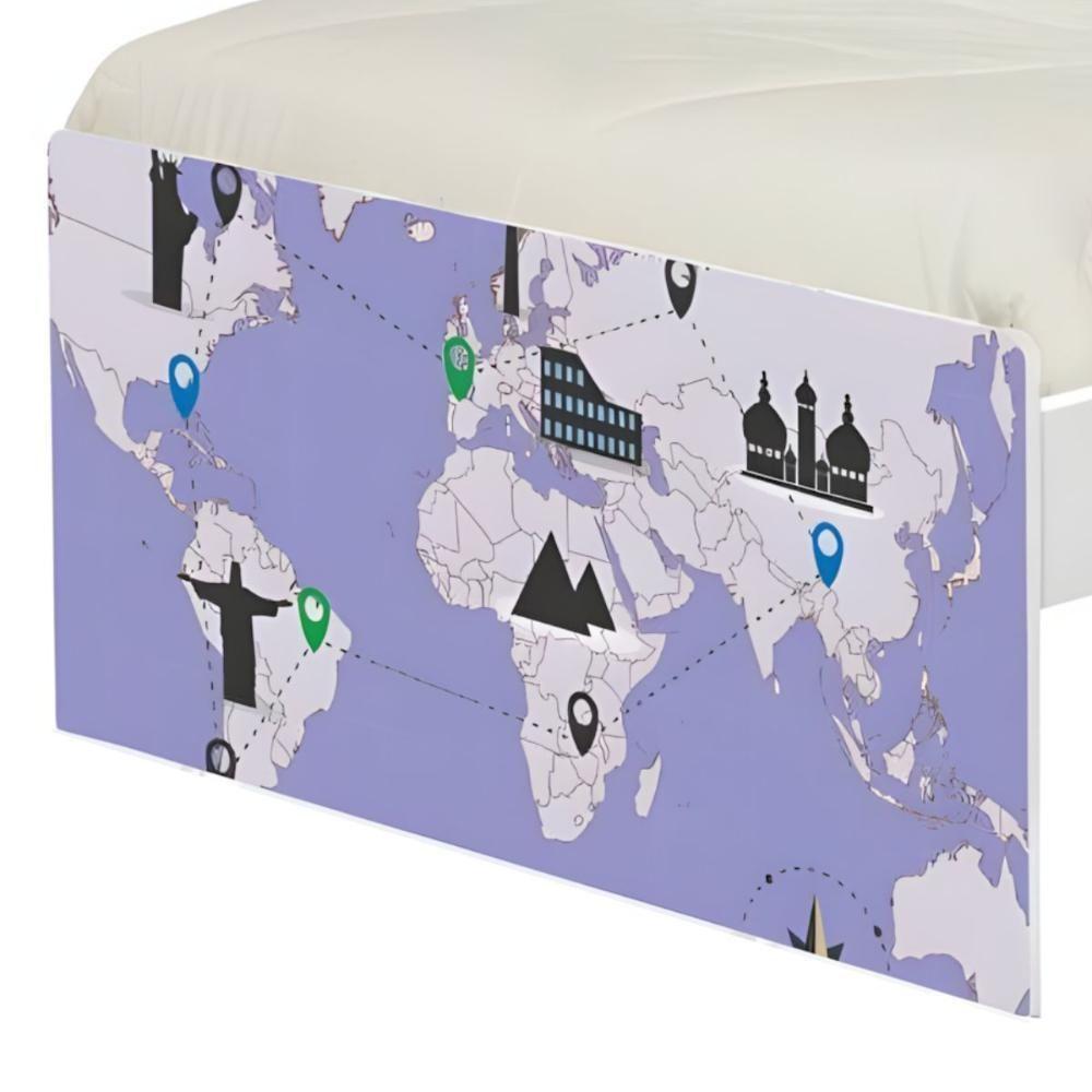 Cama Juvenil Zap Mapa Viagens Com Colchão - 5