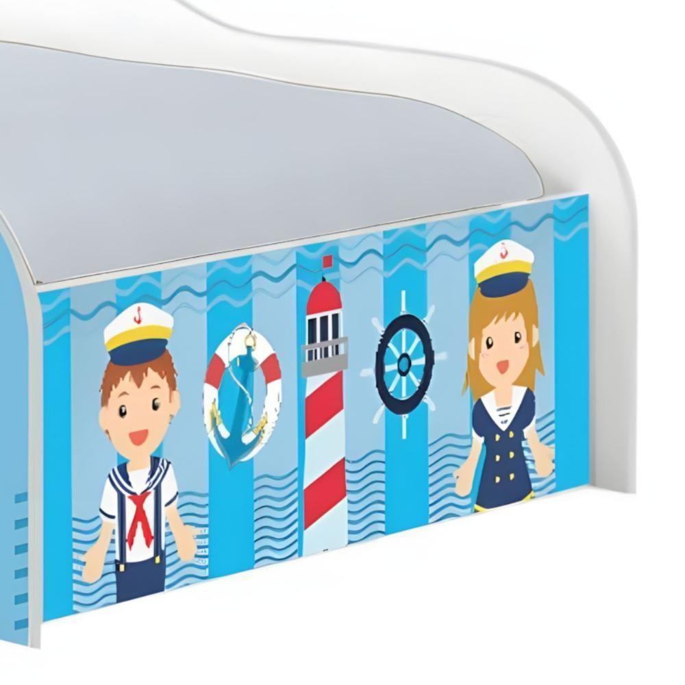 Cama Carro Solteiro Joy Capitão Marinhos Meninos Solteiro - 5