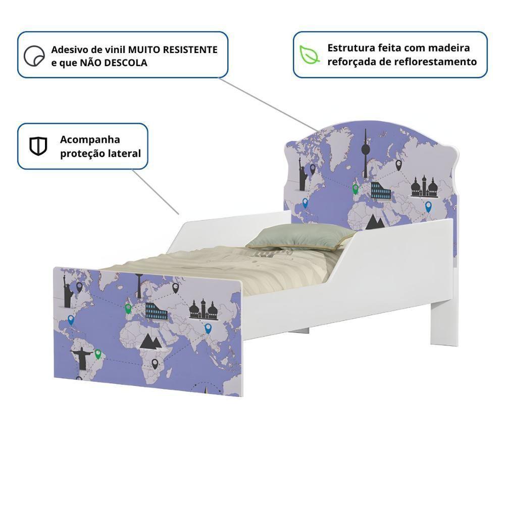Cama Infantil Tick Mapa De Viagens Com Colchão - 2