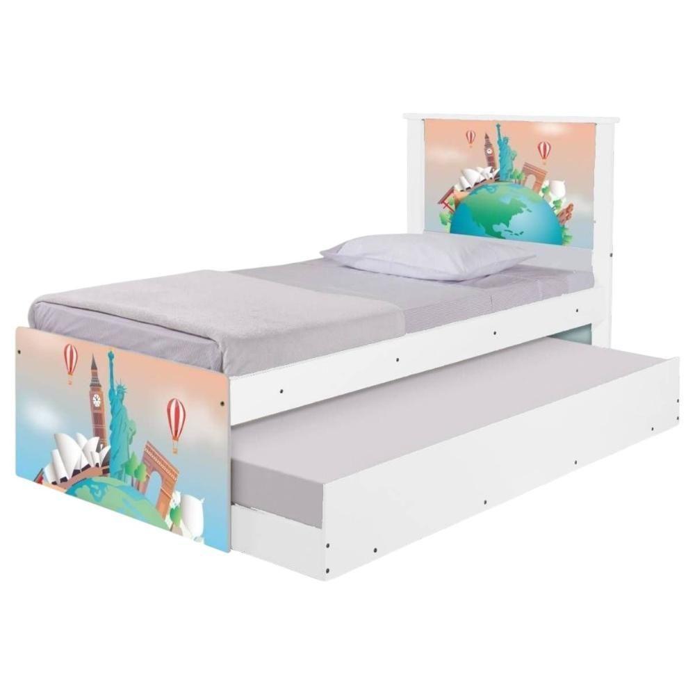 Bi Cama Juvenil Zap Com Cabeceira Volta Ao Mundo - 1