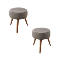 Conjunto - 2 Puffs Lippe Madeira Maciça Castellar Móbile Linho Cappuccino - 1