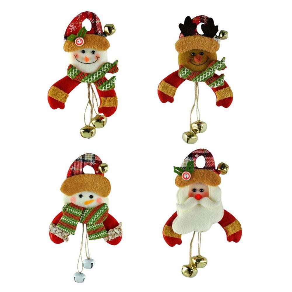 Kit Bonecos Natal Pelúcia Guizo Rena, Papai Noel, Boneco Neve 17cm 4 Peças - 1