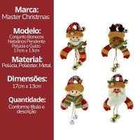 Kit Bonecos Natal Pelúcia Guizo Rena, Papai Noel, Boneco Neve 17cm 4 Peças - 6