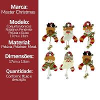 Kit Bonecos Natal Pelúcia Guizo Rena, Papai Noel, Boneco Neve 17cm 6 Peças - 6