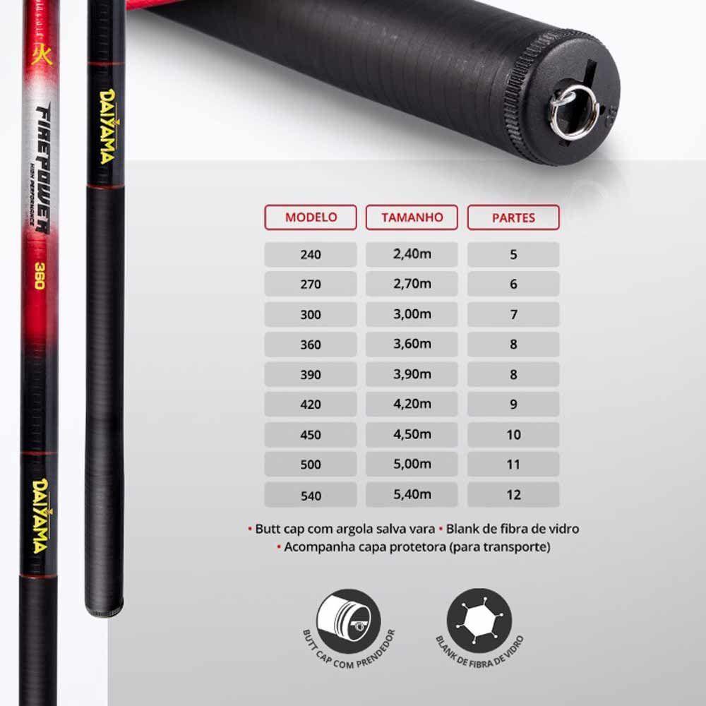 Vara Telescópica Firepower Daiyama Tamanho 5,00m - 3