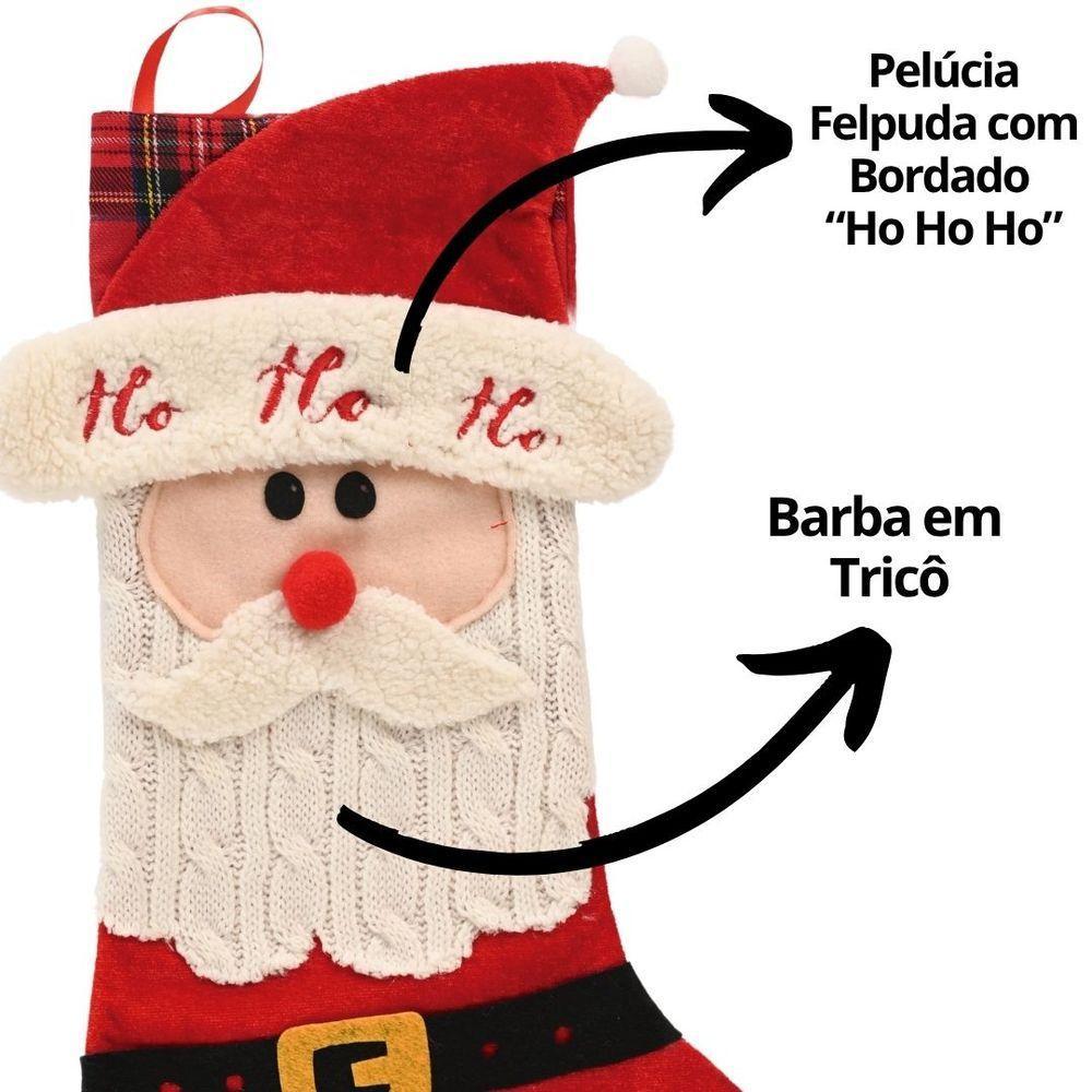 Jogo 2 Meias Natalina Pelúcia Tricô Premium Boneco De Neve E Papai Noel 46cm - Magizi - 7