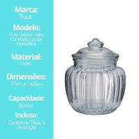 Pote Baleiro Vidro Canelado Redondo Tampa Hermética 600ml - Tuut - 3