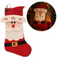 Meia Natalina Pelúcia Veludo Felpudo Papai Noel Barba Tricô 46cm - Magizi - 2