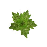 Flor Bico De Papagaio Pick Natal Glitter Lantejoulas Verde 20cm - Magizi - 1