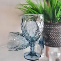 Jogo 6 Taças Vinho E água Vidro Diamond Azul Luxo 340ml - Vivaflor Decor - 2