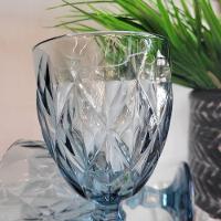 Jogo 6 Taças Vinho E água Vidro Diamond Azul Luxo 340ml - Vivaflor Decor - 5
