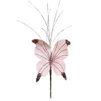 Kit 3 Borboletas Pick Natal Rosê Full Glitter Luxo 23cm - Magizi