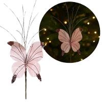 Kit 3 Borboletas Pick Natal Rosê Full Glitter Luxo 23cm - Magizi - 5