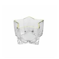 Porta Velas Castiçal Estrela Vidro Borda Dourada 10cm - Tuut - 5