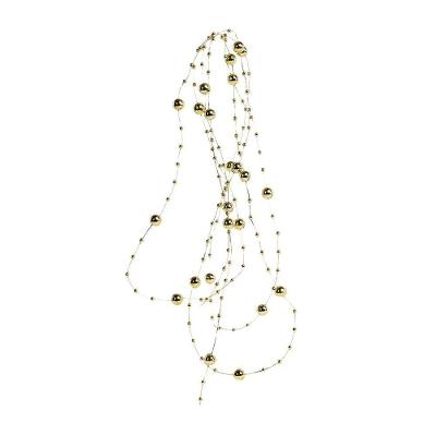 Corrente Contas Natal 8mm E 4mm Dourado 1,8 Metros - Magizi
