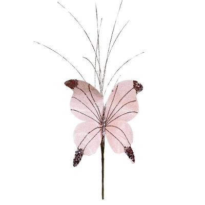 Borboleta Pick Natal Rosê Full Glitter Luxo 23cm - Magizi