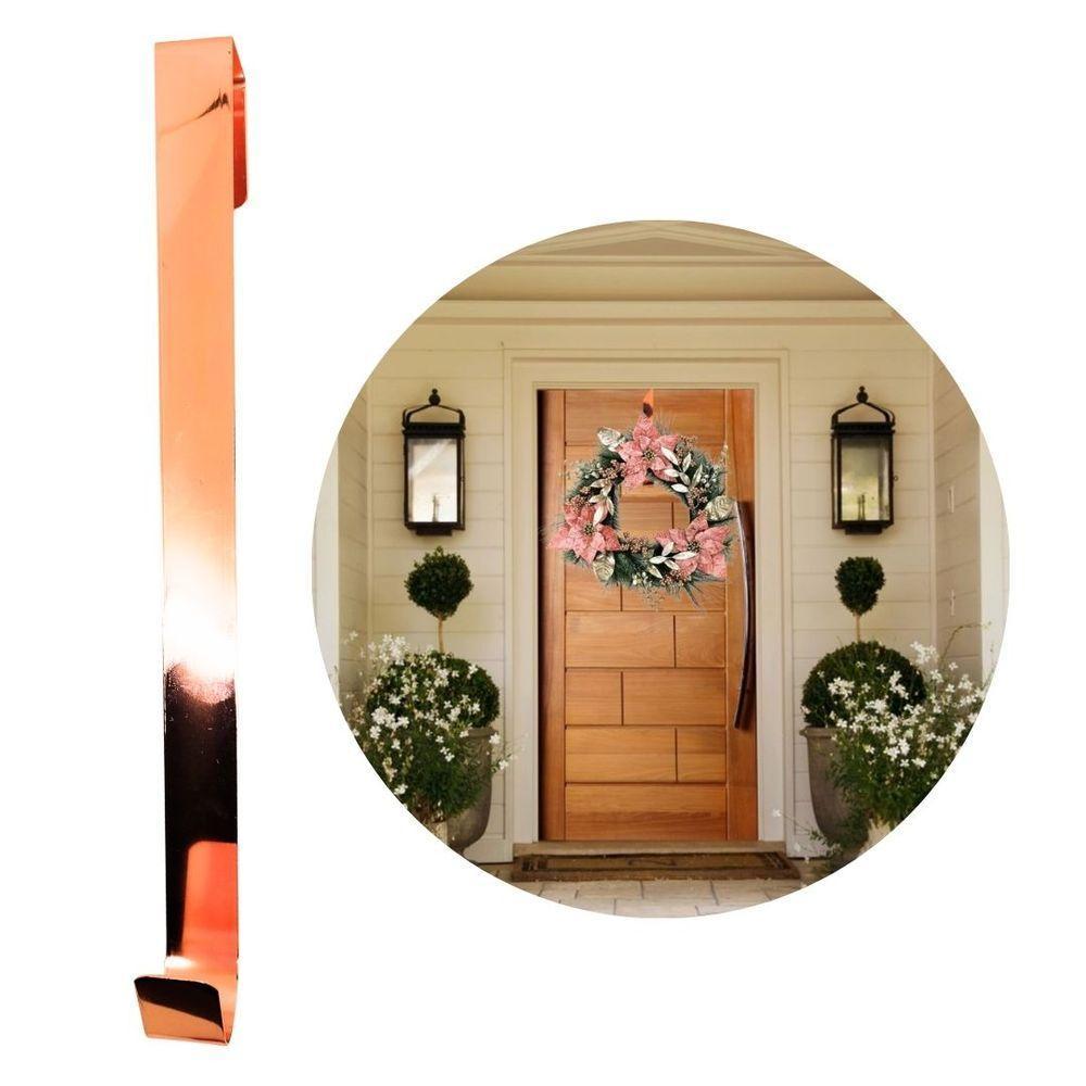 Suporte Para Guirlanda Metal Rosê Gold Cromado 37cm Encaixe Porta - Magizi - 1