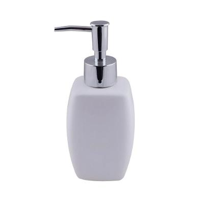 Porta Sabonete Líquido Em Porcelana Branca Com Bico Dosador Cromado 290ml Tuut