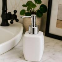 Porta Sabonete Líquido Em Porcelana Branca Com Bico Dosador Cromado 290ml Tuut - 2