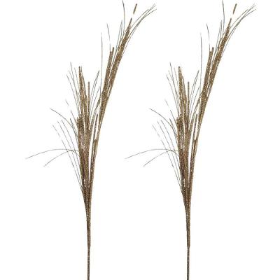 Jogo 2 Galhos Natalino Decorativo Haste Ramos Glitter Champanhe 60cm - Bela Flor