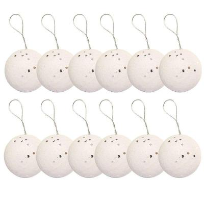 Jogo 12 Bolas De Natal Max Glitter Branco Prime 6cm Na Caixa - Magizi