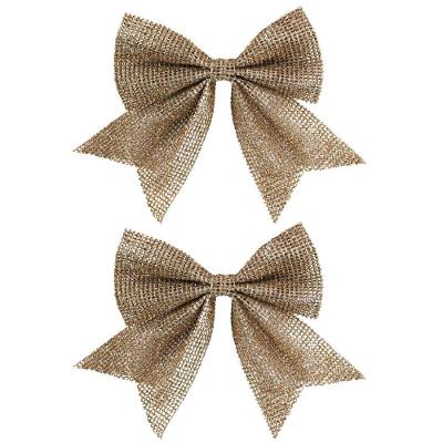 Jogo 2 Laços Telado Glitter E Lantejoula Champanhe Natal 13cm - Magizi