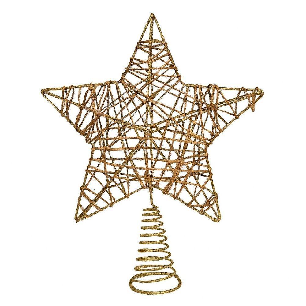 Estrela Ponteira Aramada Tridimensional Dourado Rústico Espiral 29cm - Magizi - 1